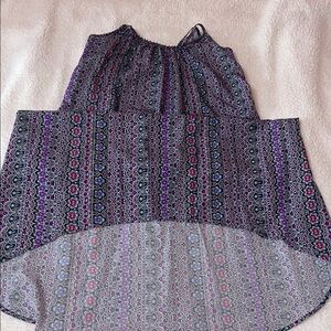 Sanctuary Blue Red A-Line Midi Skirt High-Low Casual